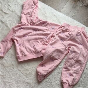 Lola + The Boys Pink Bow Print Hoodie & Jogger Set